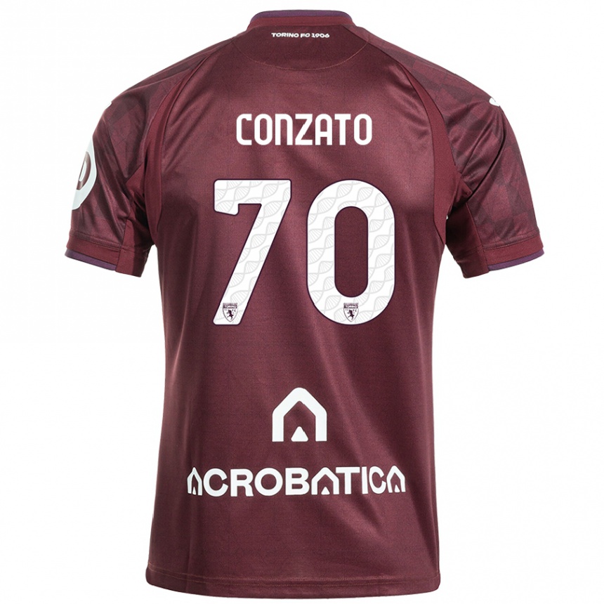 Vaikiškas Filippo Conzato #70 Kaštoninė Balta Namų Marškinėliai 2024/25 T-Shirt