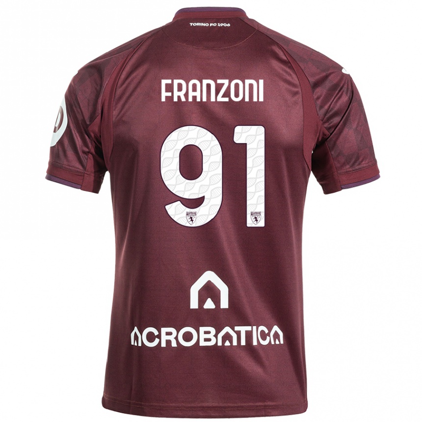 Vaikiškas Nicolò Franzoni #91 Kaštoninė Balta Namų Marškinėliai 2024/25 T-Shirt