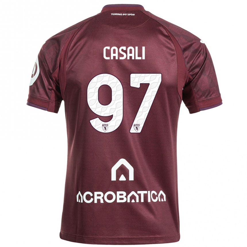 Vaikiškas Michele Casali #97 Kaštoninė Balta Namų Marškinėliai 2024/25 T-Shirt