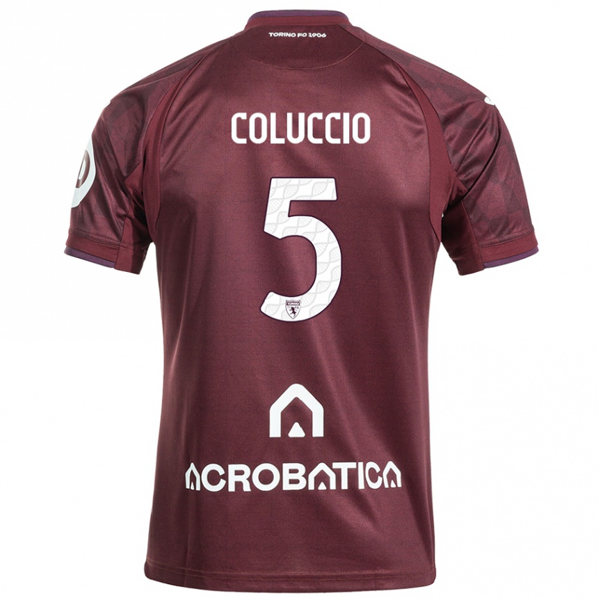 Vaikiškas Francesca Coluccio #5 Kaštoninė Balta Namų Marškinėliai 2024/25 T-Shirt