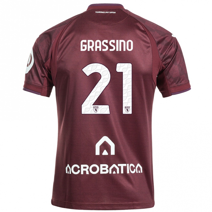 Vaikiškas Giulia Grassino #21 Kaštoninė Balta Namų Marškinėliai 2024/25 T-Shirt