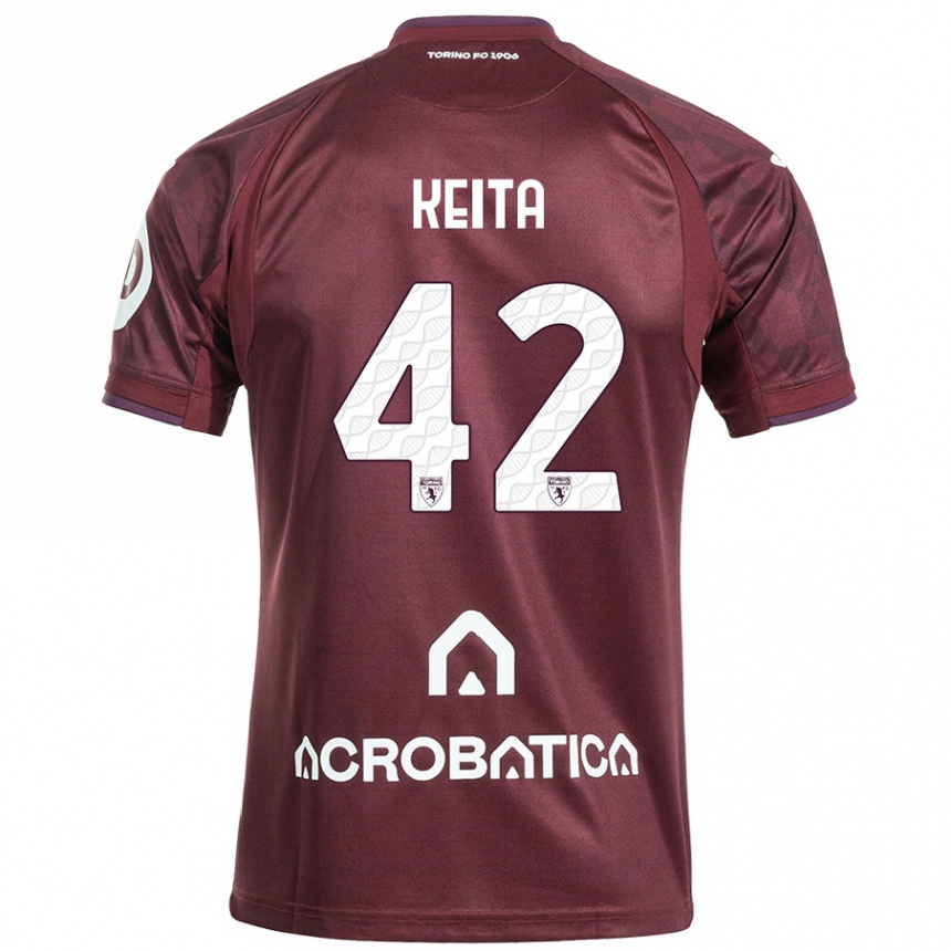 Vaikiškas Karamoko Keita #42 Kaštoninė Balta Namų Marškinėliai 2024/25 T-Shirt