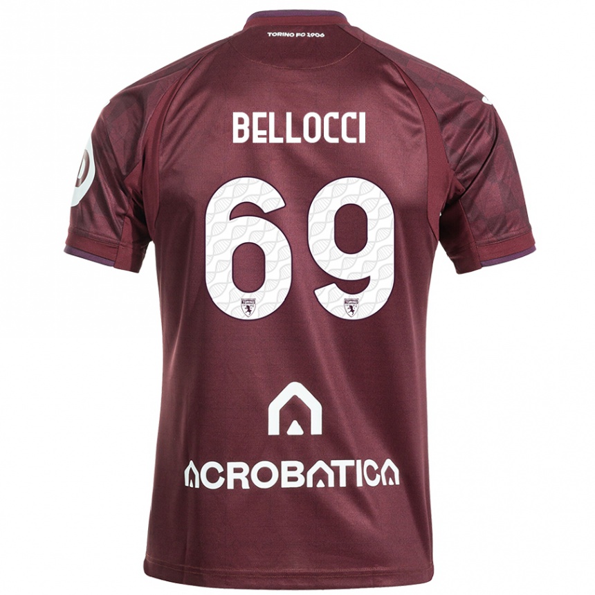 Vaikiškas Andrea Bellocci #69 Kaštoninė Balta Namų Marškinėliai 2024/25 T-Shirt