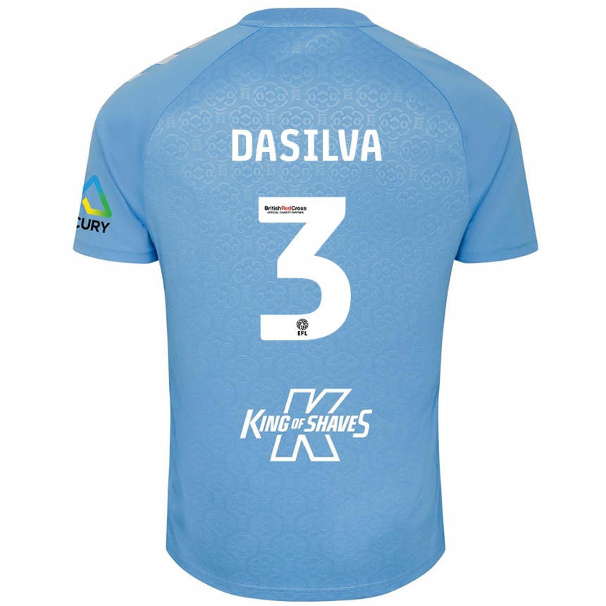 Vaikiškas Jay Dasilva #3 Mėlyna Balta Namų Marškinėliai 2024/25 T-Shirt