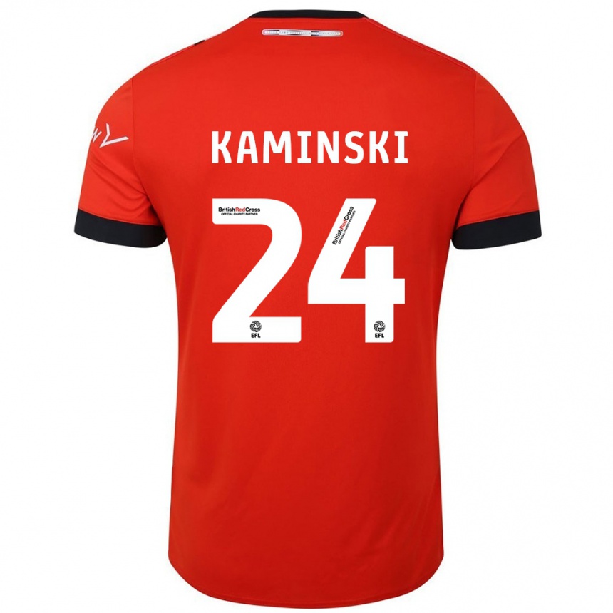 Vaikiškas Thomas Kaminski #24 Oranžinė Juoda Namų Marškinėliai 2024/25 T-Shirt