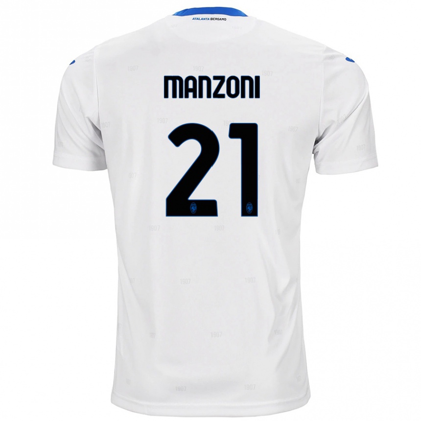 Vaikiškas Alberto Manzoni #21 Baltas Išvykos Marškinėliai 2024/25 T-Shirt