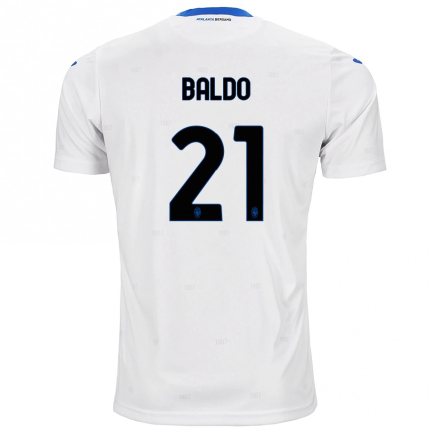 Vaikiškas Nicolò Baldo #21 Baltas Išvykos Marškinėliai 2024/25 T-Shirt