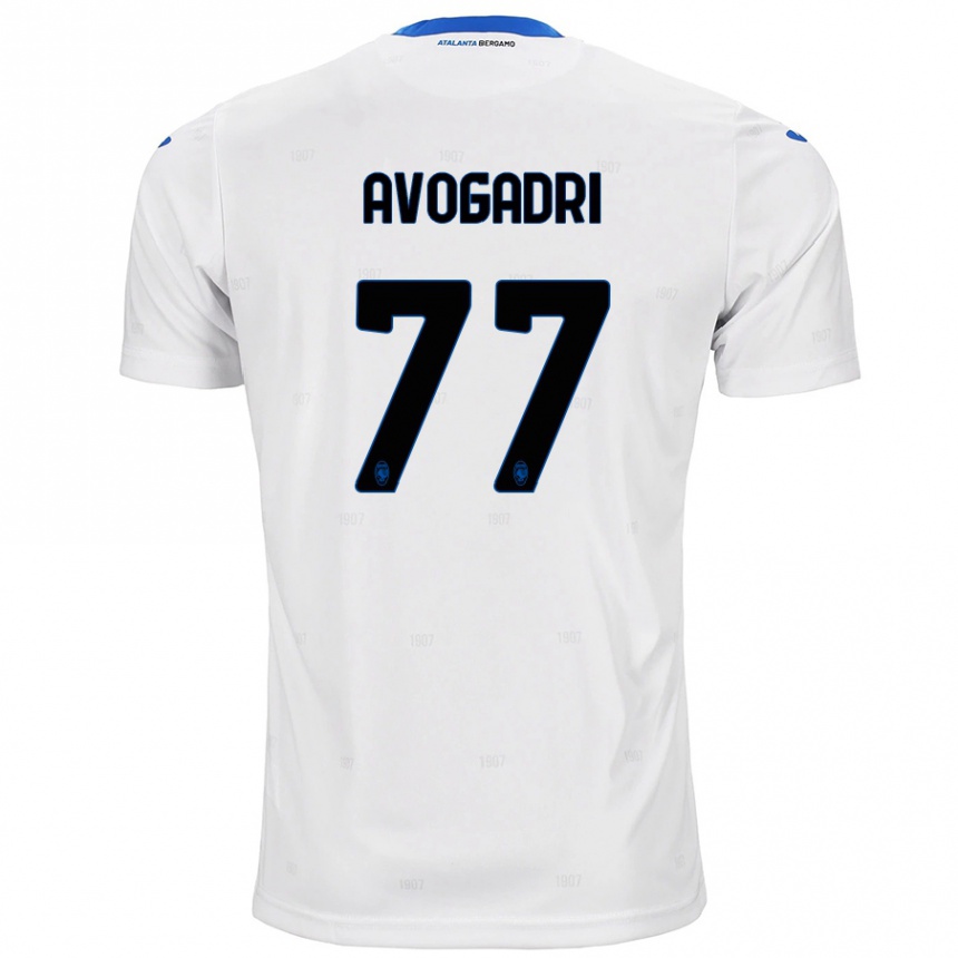 Vaikiškas Lorenzo Avogadri #77 Baltas Išvykos Marškinėliai 2024/25 T-Shirt