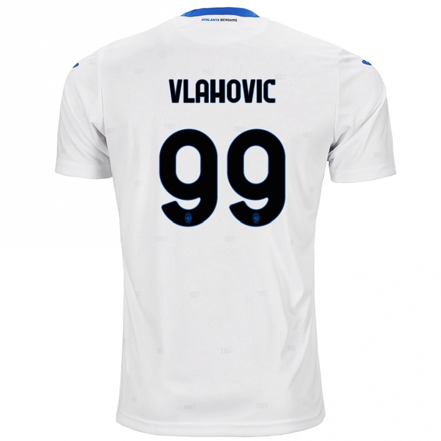 Vaikiškas Vanja Vlahovic #99 Baltas Išvykos Marškinėliai 2024/25 T-Shirt