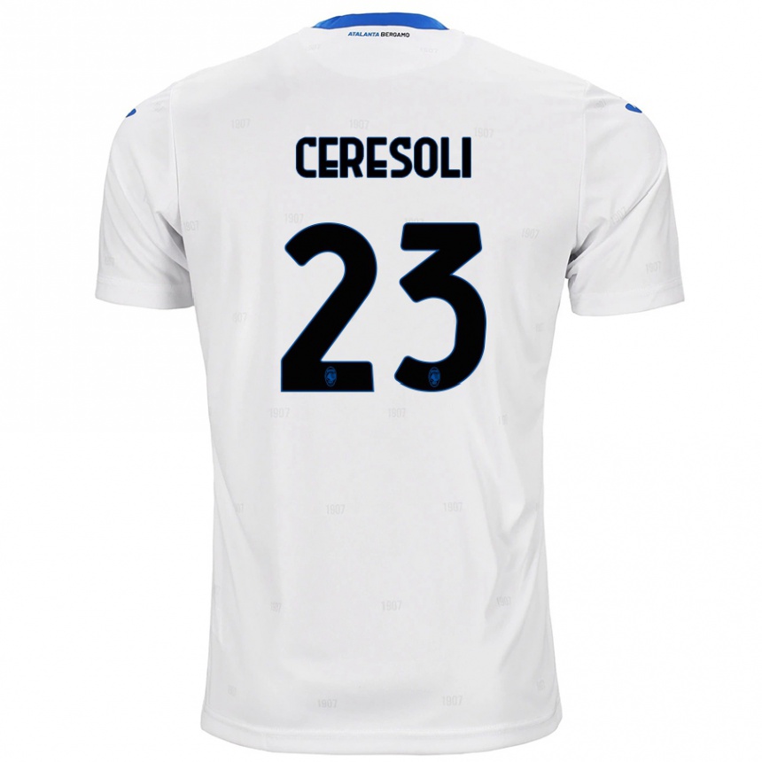 Vaikiškas Andrea Ceresoli #23 Baltas Išvykos Marškinėliai 2024/25 T-Shirt