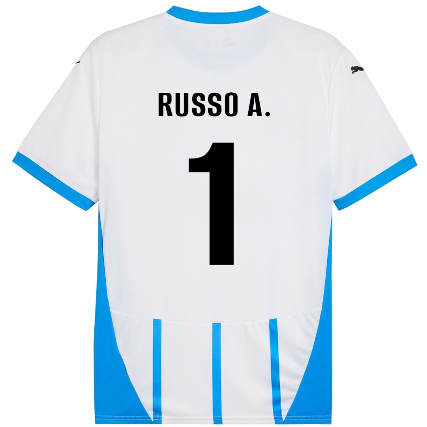 Vaikiškas Alessandro Russo #1 Balta Mėlyna Išvykos Marškinėliai 2024/25 T-Shirt