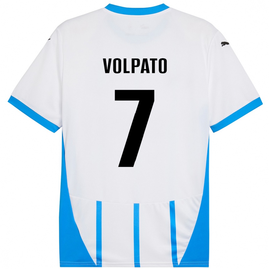 Vaikiškas Cristian Volpato #7 Balta Mėlyna Išvykos Marškinėliai 2024/25 T-Shirt