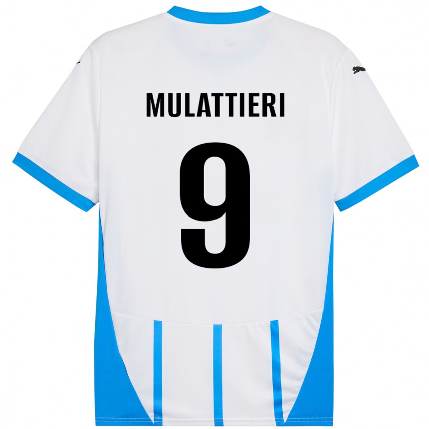 Vaikiškas Samuele Mulattieri #9 Balta Mėlyna Išvykos Marškinėliai 2024/25 T-Shirt