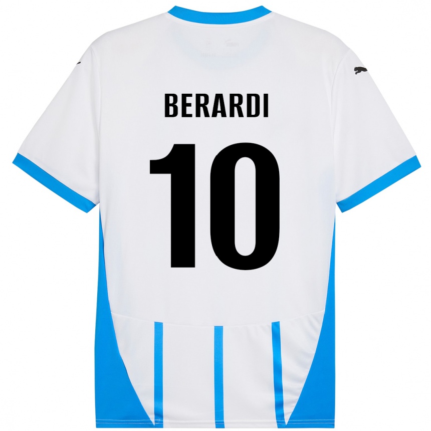 Vaikiškas Domenico Berardi #10 Balta Mėlyna Išvykos Marškinėliai 2024/25 T-Shirt