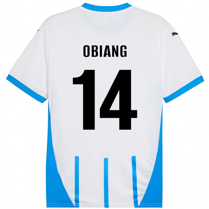 Vaikiškas Pedro Obiang #14 Balta Mėlyna Išvykos Marškinėliai 2024/25 T-Shirt