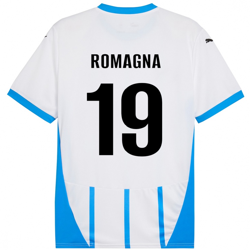 Vaikiškas Filippo Romagna #19 Balta Mėlyna Išvykos Marškinėliai 2024/25 T-Shirt