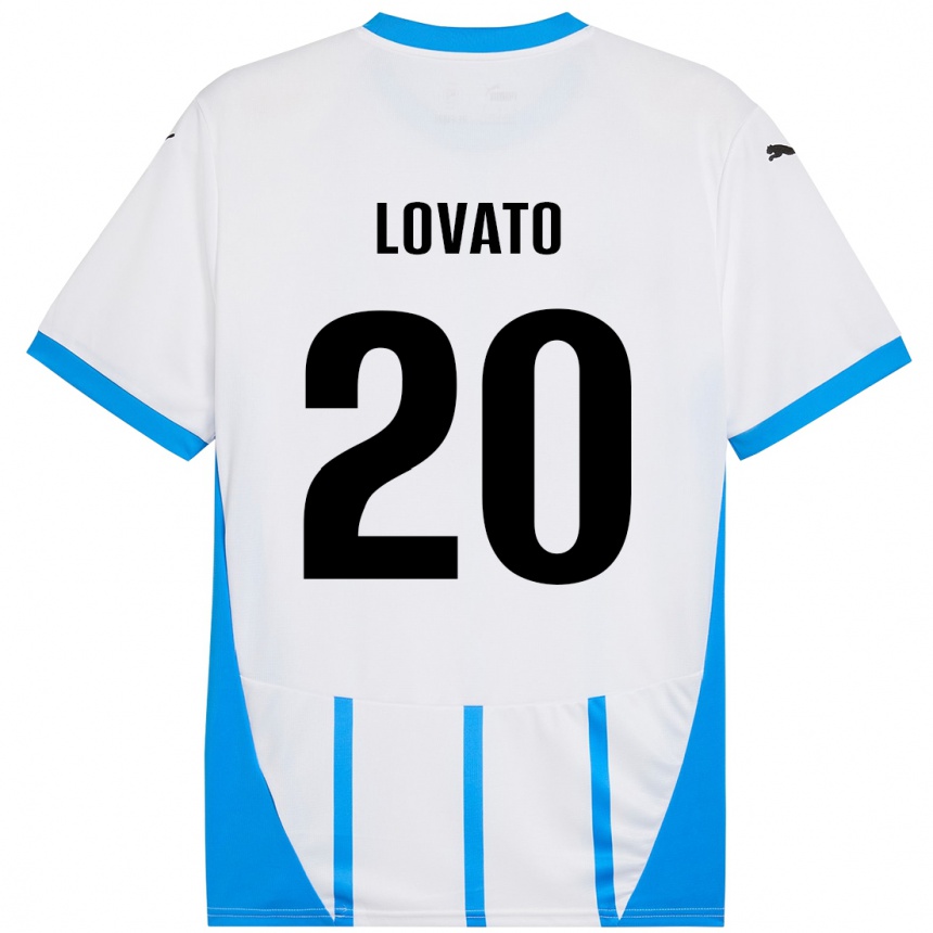 Vaikiškas Matteo Lovato #20 Balta Mėlyna Išvykos Marškinėliai 2024/25 T-Shirt