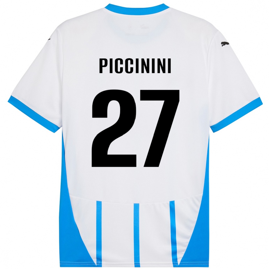 Vaikiškas Stefano Piccinini #27 Balta Mėlyna Išvykos Marškinėliai 2024/25 T-Shirt