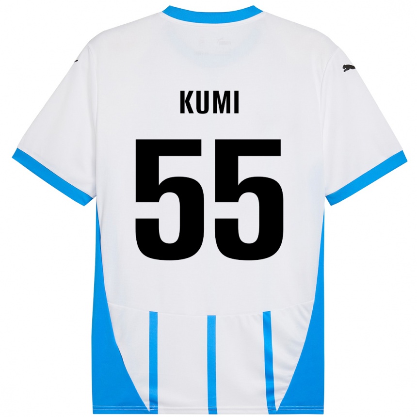 Vaikiškas Justin Kumi #55 Balta Mėlyna Išvykos Marškinėliai 2024/25 T-Shirt