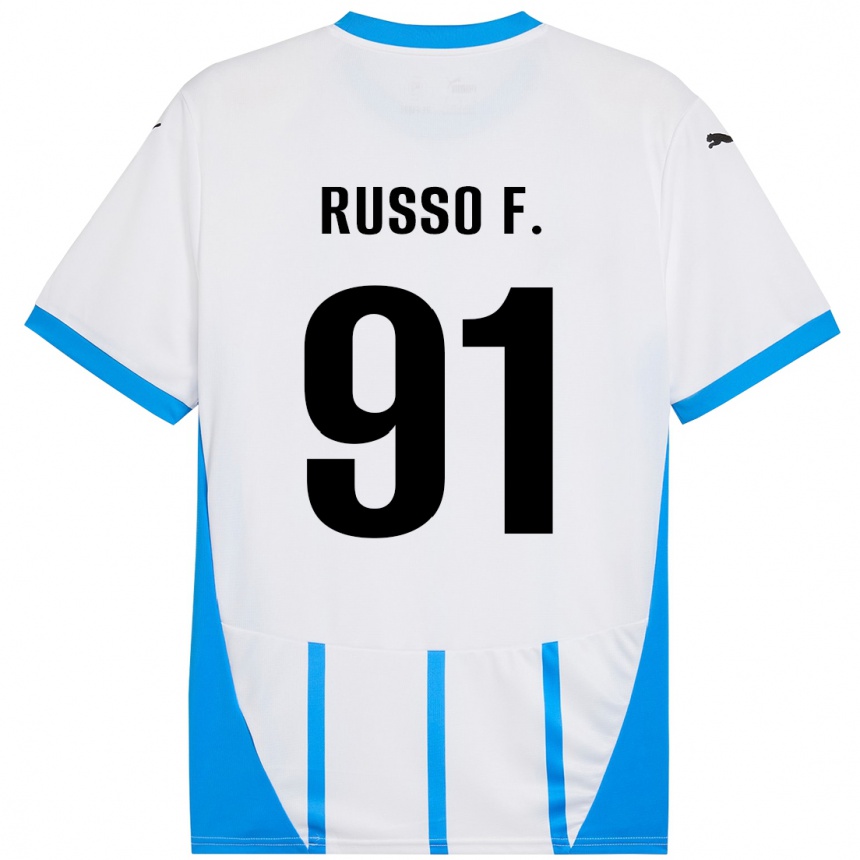 Vaikiškas Flavio Russo #91 Balta Mėlyna Išvykos Marškinėliai 2024/25 T-Shirt