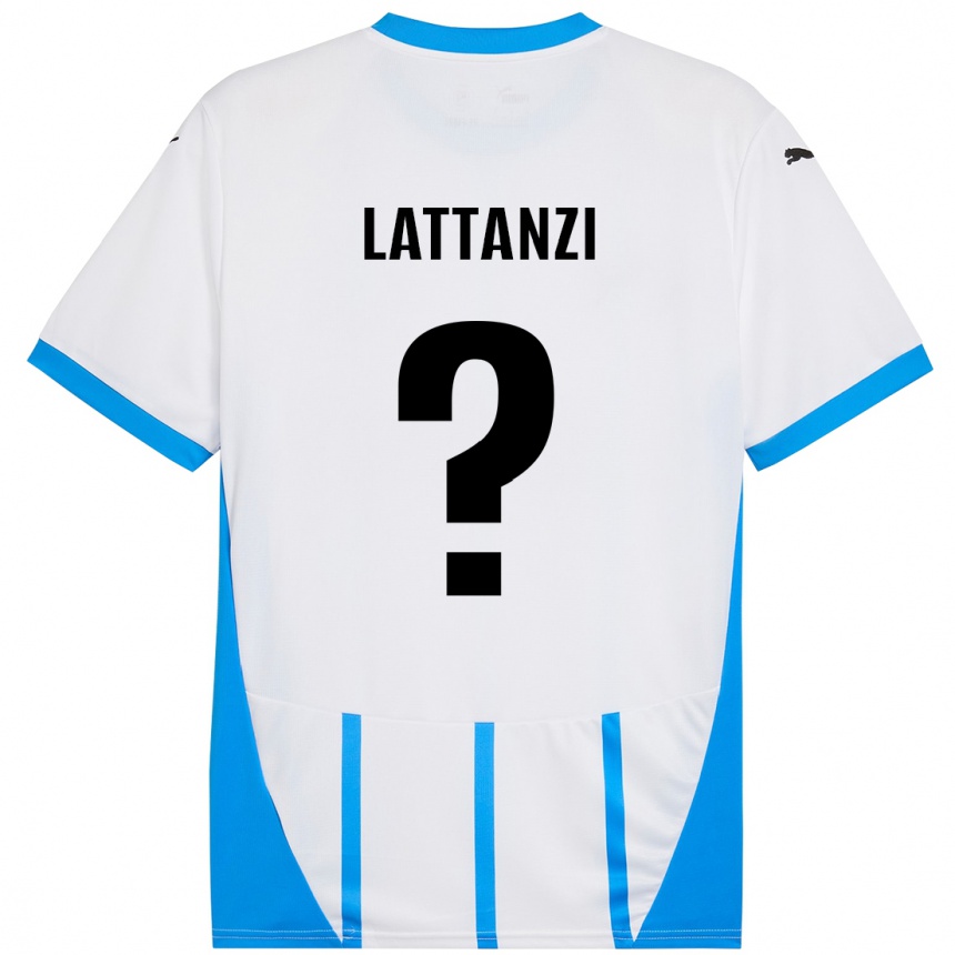 Vaikiškas Luca Lattanzi #0 Balta Mėlyna Išvykos Marškinėliai 2024/25 T-Shirt