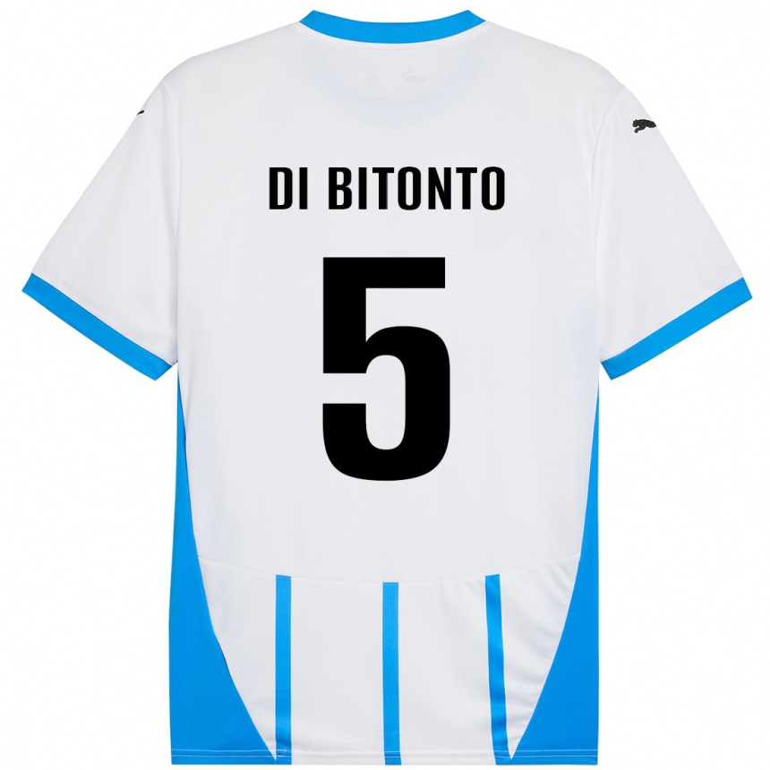 Vaikiškas Alessandro Di Bitonto #5 Balta Mėlyna Išvykos Marškinėliai 2024/25 T-Shirt