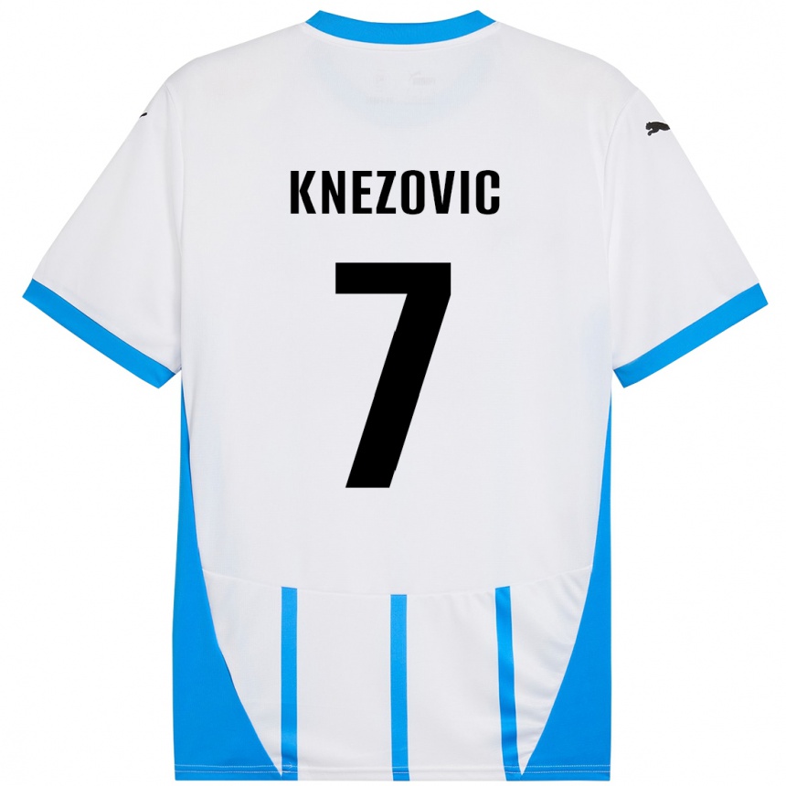 Vaikiškas Borna Knezovic #7 Balta Mėlyna Išvykos Marškinėliai 2024/25 T-Shirt