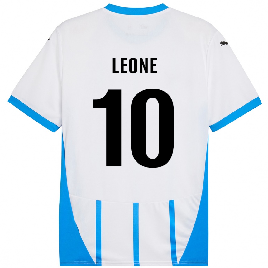 Vaikiškas Kevin Leone #10 Balta Mėlyna Išvykos Marškinėliai 2024/25 T-Shirt