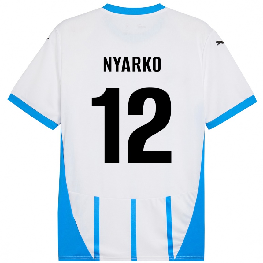 Vaikiškas Lorenzo Nyarko #12 Balta Mėlyna Išvykos Marškinėliai 2024/25 T-Shirt