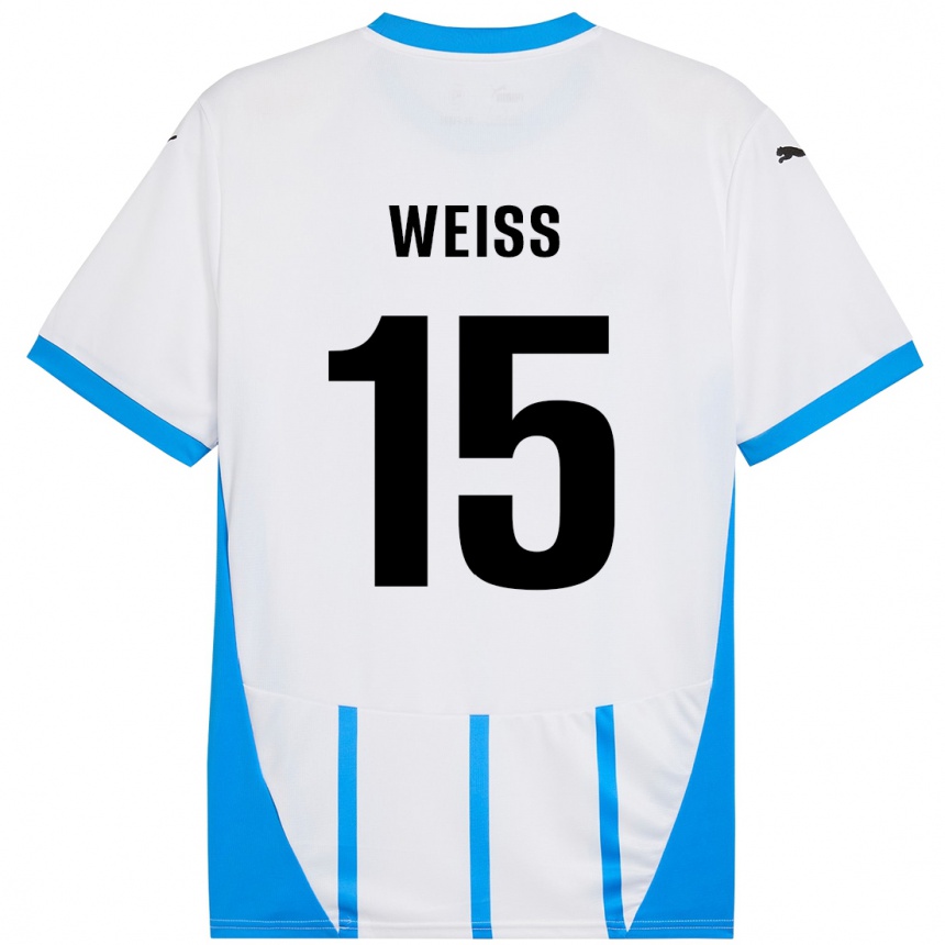 Vaikiškas David Weiss #15 Balta Mėlyna Išvykos Marškinėliai 2024/25 T-Shirt