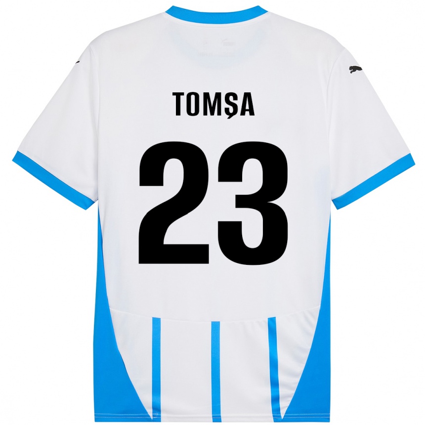 Vaikiškas Troy Tomșa #23 Balta Mėlyna Išvykos Marškinėliai 2024/25 T-Shirt