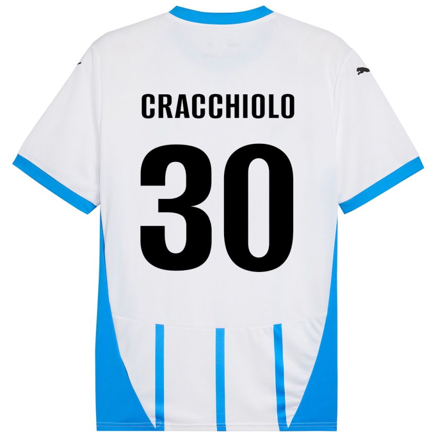 Vaikiškas Leonardo Cracchiolo #30 Balta Mėlyna Išvykos Marškinėliai 2024/25 T-Shirt