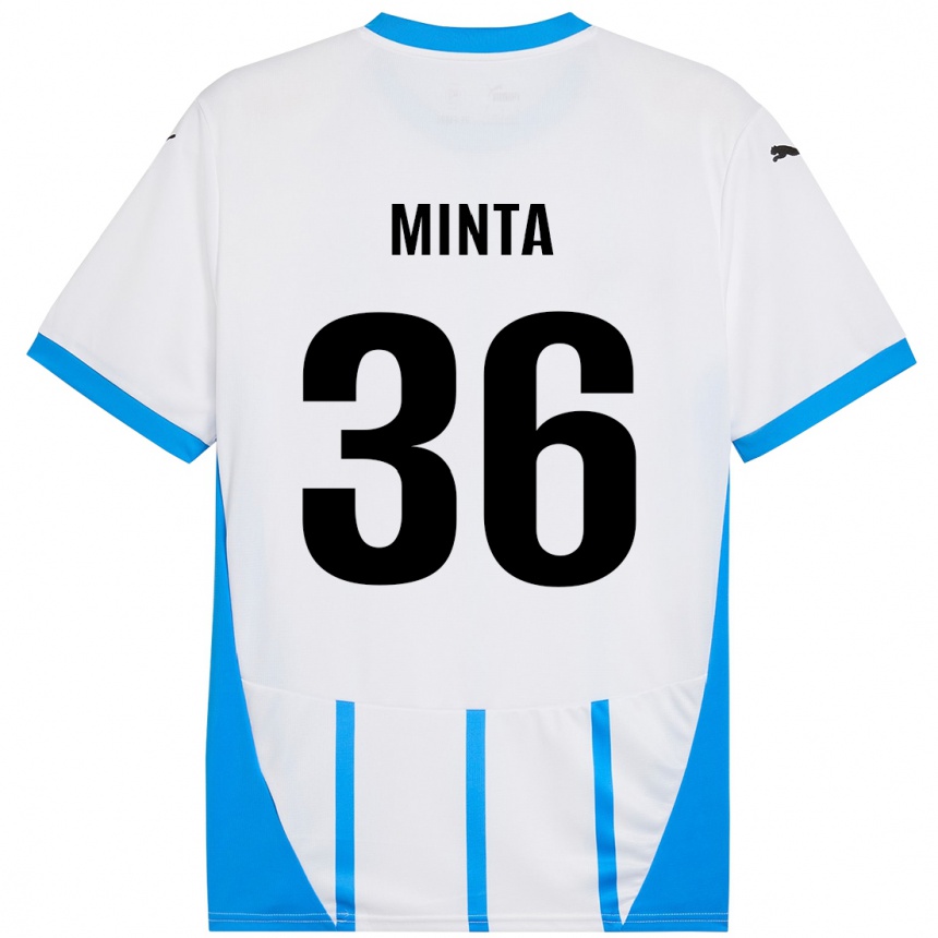 Vaikiškas Amoako Minta #36 Balta Mėlyna Išvykos Marškinėliai 2024/25 T-Shirt