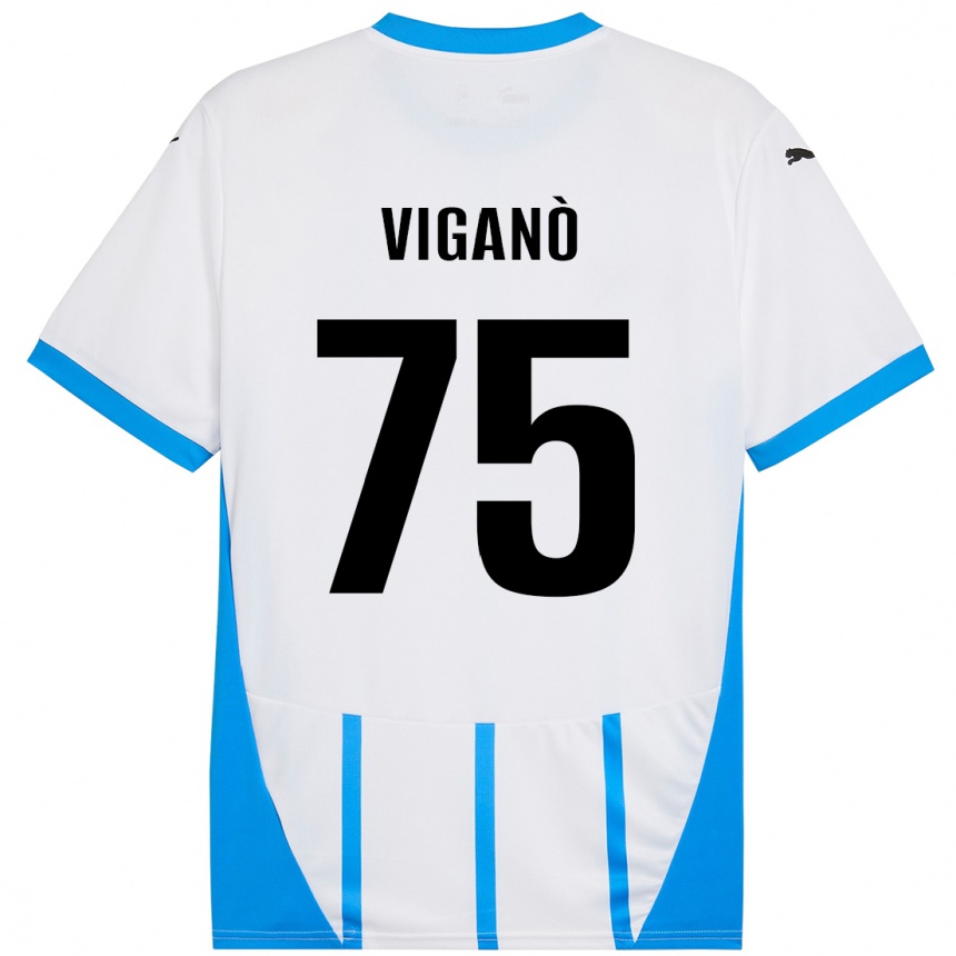 Vaikiškas Lorenzo Viganò #75 Balta Mėlyna Išvykos Marškinėliai 2024/25 T-Shirt