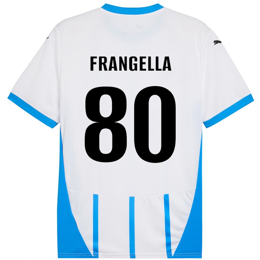 Vaikiškas Christian Frangella #80 Balta Mėlyna Išvykos Marškinėliai 2024/25 T-Shirt