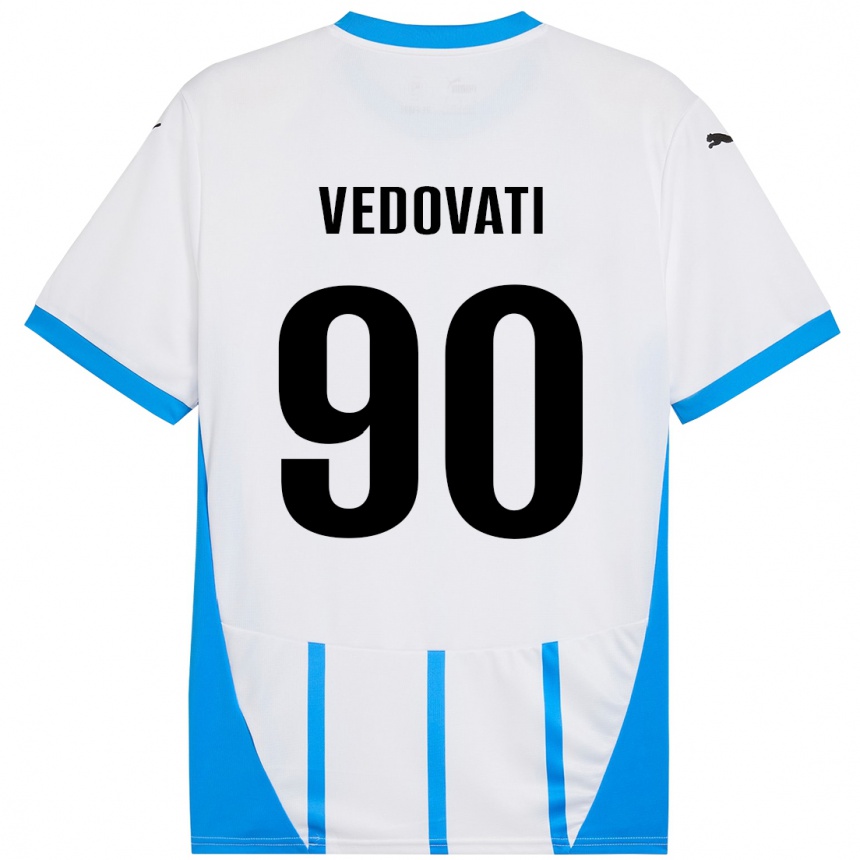 Vaikiškas Gabriele Vedovati #90 Balta Mėlyna Išvykos Marškinėliai 2024/25 T-Shirt