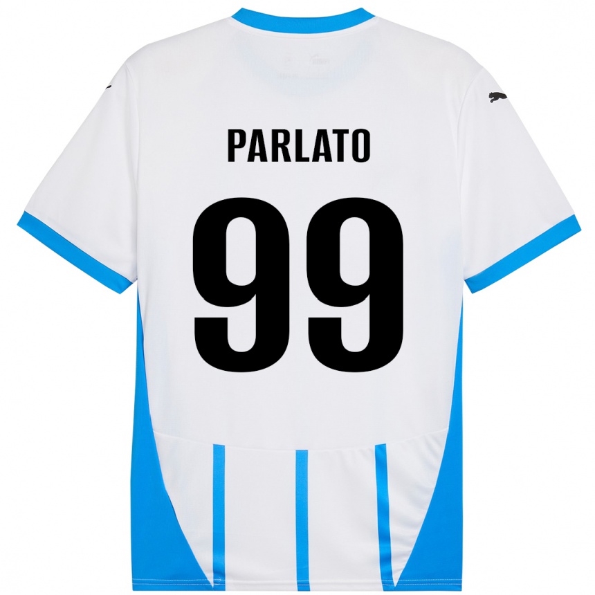 Vaikiškas Claudio Parlato #99 Balta Mėlyna Išvykos Marškinėliai 2024/25 T-Shirt