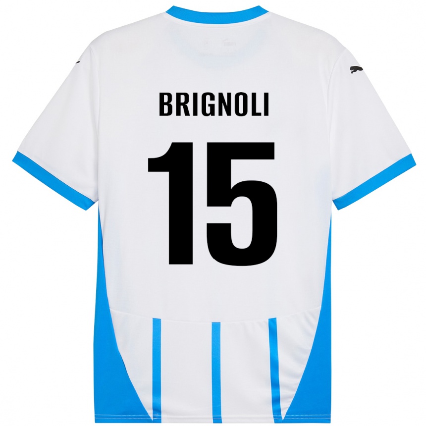 Vaikiškas Benedetta Brignoli #15 Balta Mėlyna Išvykos Marškinėliai 2024/25 T-Shirt