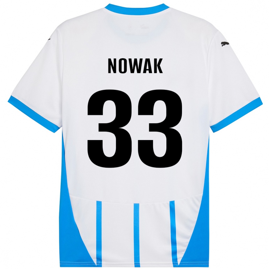 Vaikiškas Julie Nowak #33 Balta Mėlyna Išvykos Marškinėliai 2024/25 T-Shirt