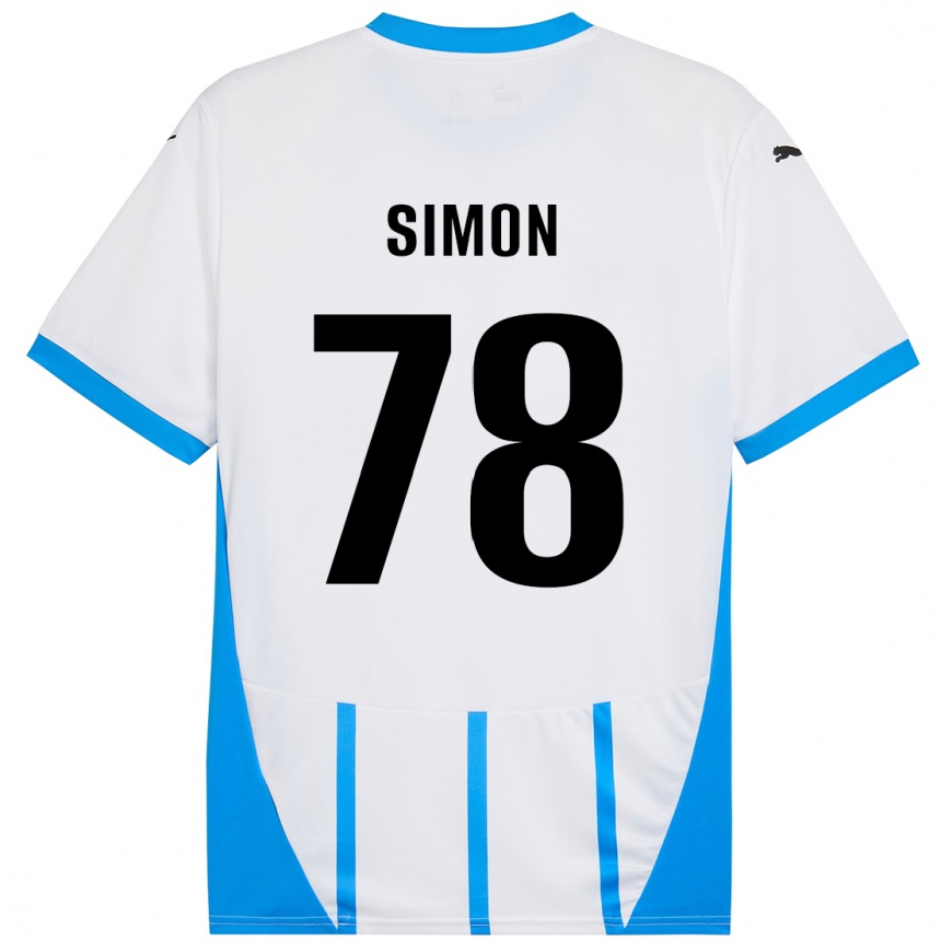 Vaikiškas Bénédicte Simon #78 Balta Mėlyna Išvykos Marškinėliai 2024/25 T-Shirt