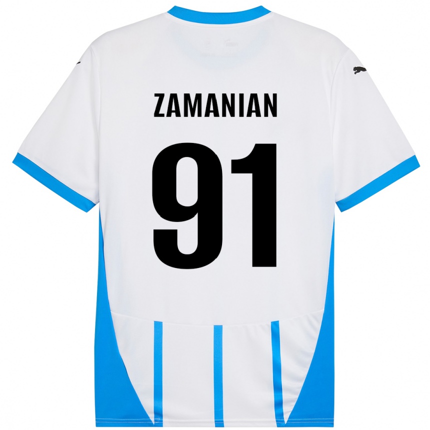 Vaikiškas Annahita Zamanian #91 Balta Mėlyna Išvykos Marškinėliai 2024/25 T-Shirt