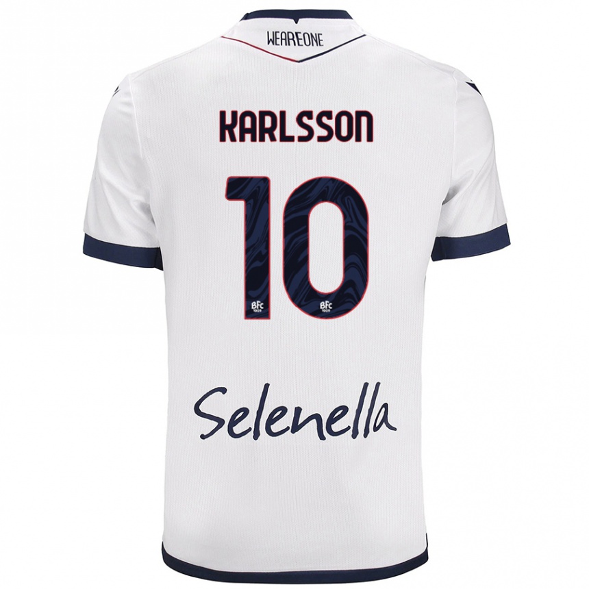 Vaikiškas Jesper Karlsson #10 Balta Karališka Mėlyna Išvykos Marškinėliai 2024/25 T-Shirt