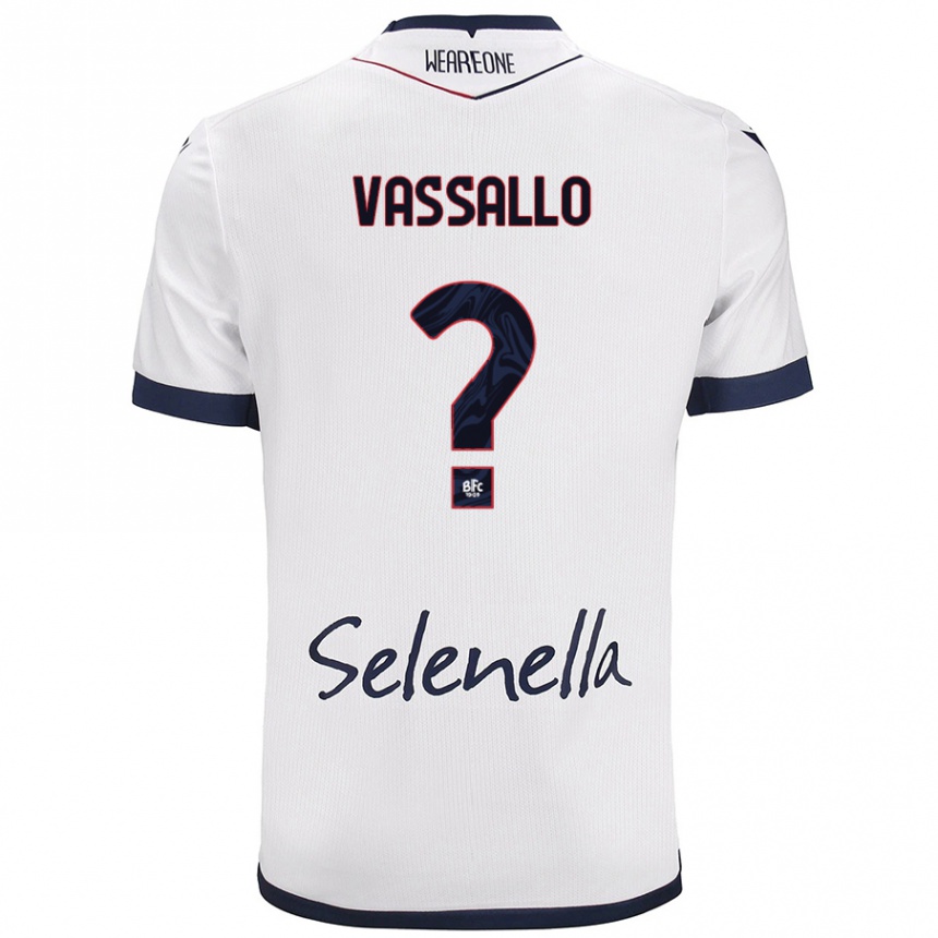 Vaikiškas Giacomo Vassallo #0 Balta Karališka Mėlyna Išvykos Marškinėliai 2024/25 T-Shirt