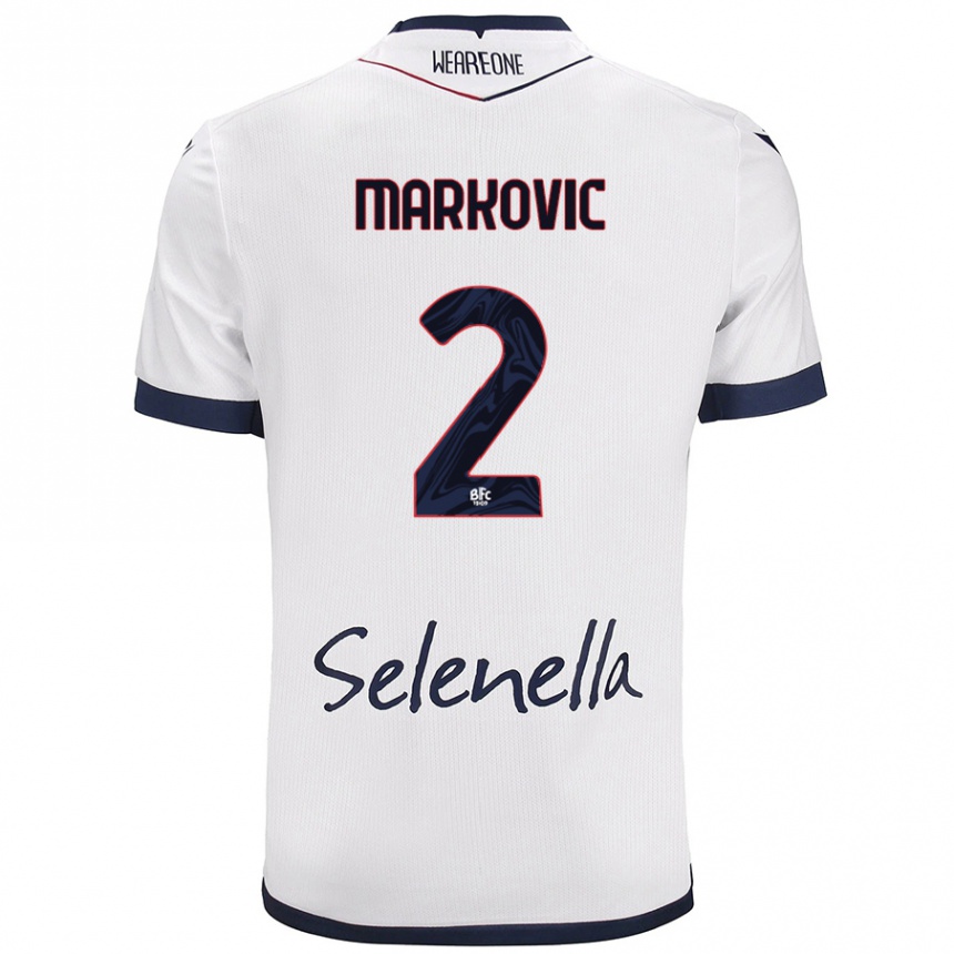 Vaikiškas Petar Markovic #2 Balta Karališka Mėlyna Išvykos Marškinėliai 2024/25 T-Shirt