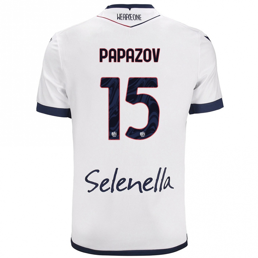 Vaikiškas Dimitar Papazov #15 Balta Karališka Mėlyna Išvykos Marškinėliai 2024/25 T-Shirt