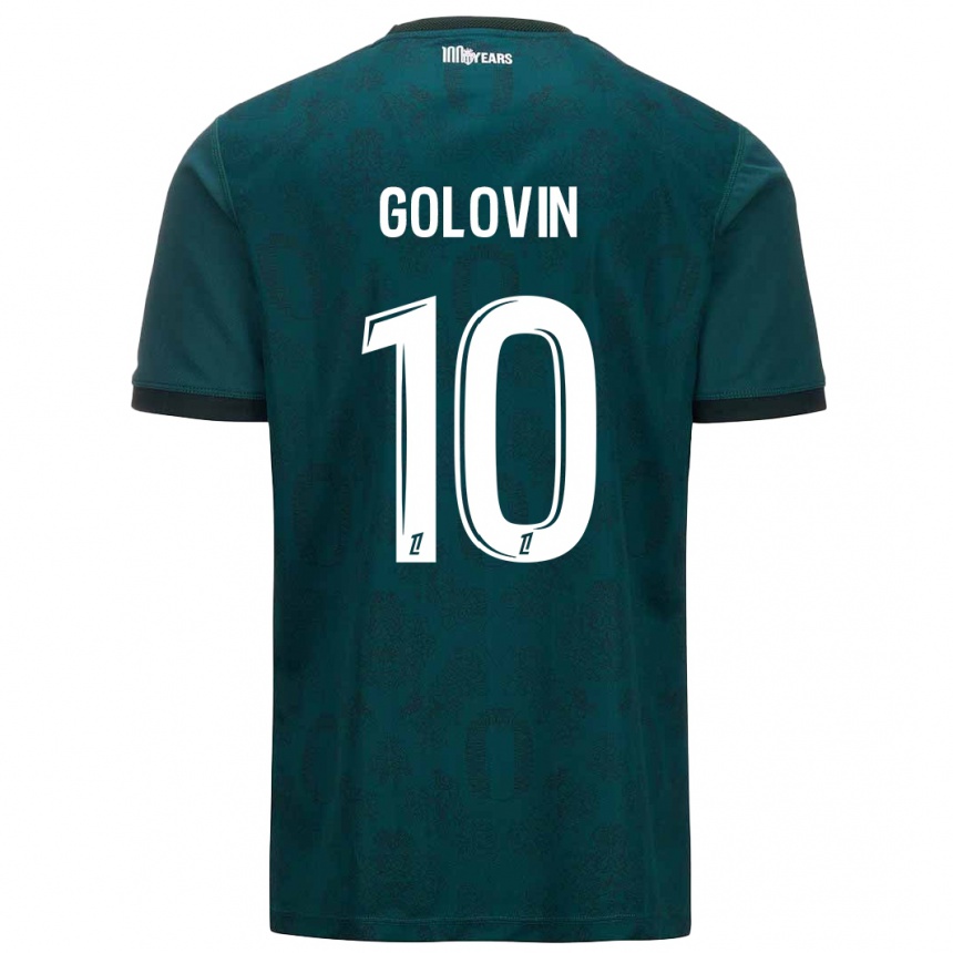 Vaikiškas Aleksandr Golovin #10 Tamsiai Žalia Išvykos Marškinėliai 2024/25 T-Shirt