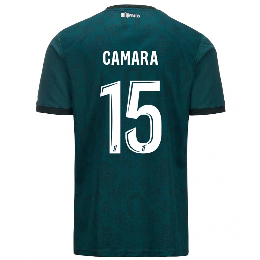 Vaikiškas Lamine Camara #15 Tamsiai Žalia Išvykos Marškinėliai 2024/25 T-Shirt