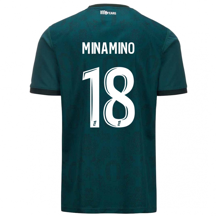 Vaikiškas Takumi Minamino #18 Tamsiai Žalia Išvykos Marškinėliai 2024/25 T-Shirt