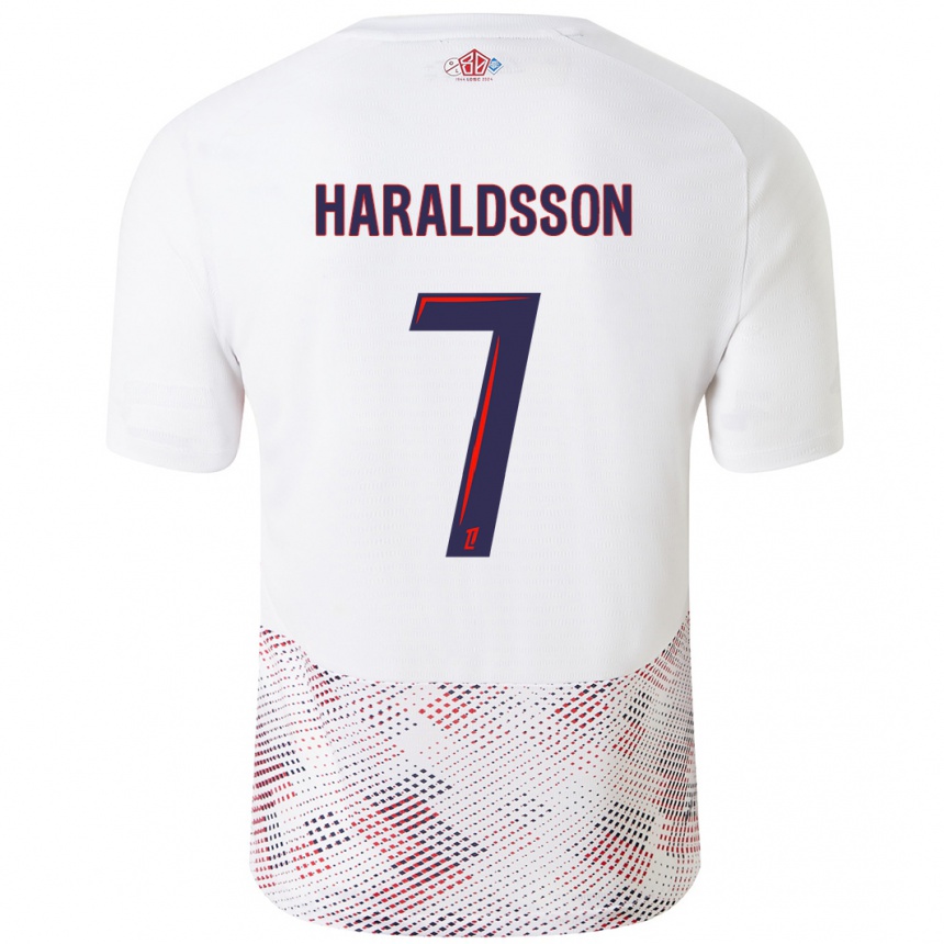 Vaikiškas Hákon Arnar Haraldsson #7 Balta Karališka Mėlyna Išvykos Marškinėliai 2024/25 T-Shirt