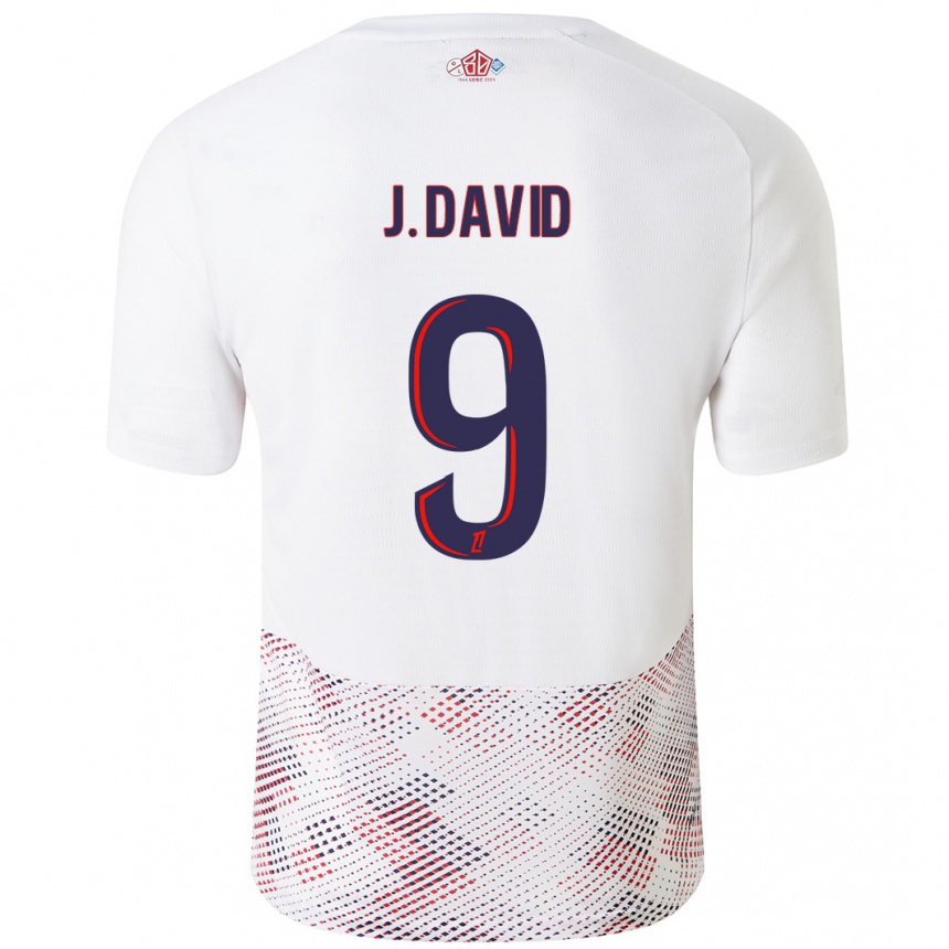 Vaikiškas Jonathan David #9 Balta Karališka Mėlyna Išvykos Marškinėliai 2024/25 T-Shirt